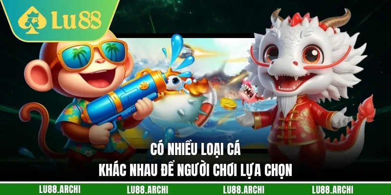 Có nhiều loại cá khác nhau để người chơi lựa chọn